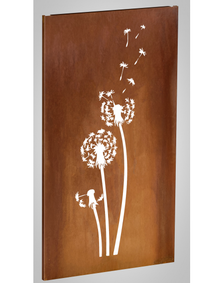 Pusteblume Maxi Cortenwand aus 2mm Starkem Cortenstahl  mh100-1800-1000-05 Sichtschutz Pusteblume Maxi Corten