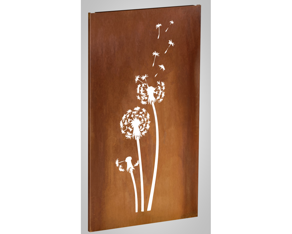 Pusteblume Maxi Cortenwand aus 2mm Starkem Cortenstahl