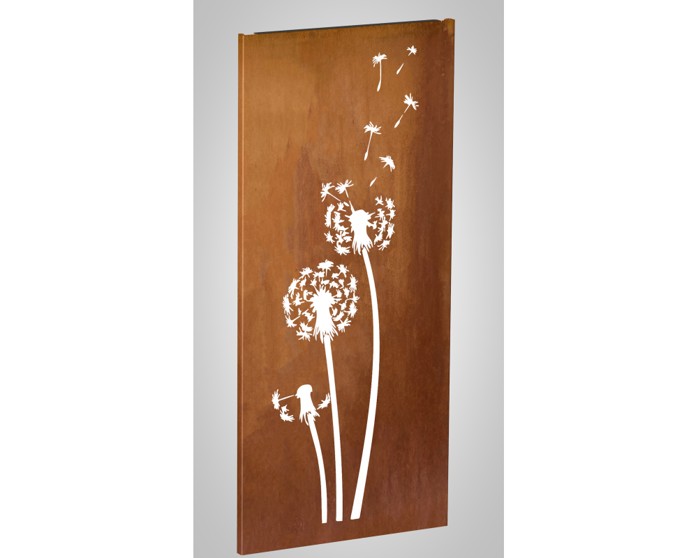 Pusteblume Cortenwand aus 2mm Starkem Cortenstahl